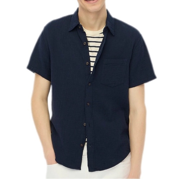 J‎ Crew Factory Short-sleeve gauze shirt in Black size Medium NWT BR546 - Picture 1 of 10